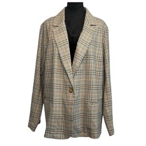 NWT J. Jill White/Gold/Black‎ Plaid Blazer in Size XL